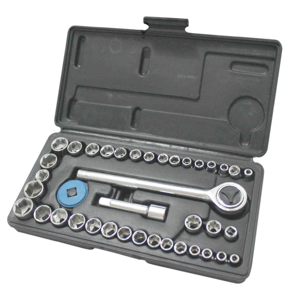 Kit Chave Jogo Soquete Sextavado com Chave Catraca 40 Peças Maleta