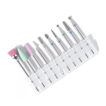 Kit 10 Brocas Diamantadas Prata Russa Completo Salão Podólogo Cuidado Unha Oferta