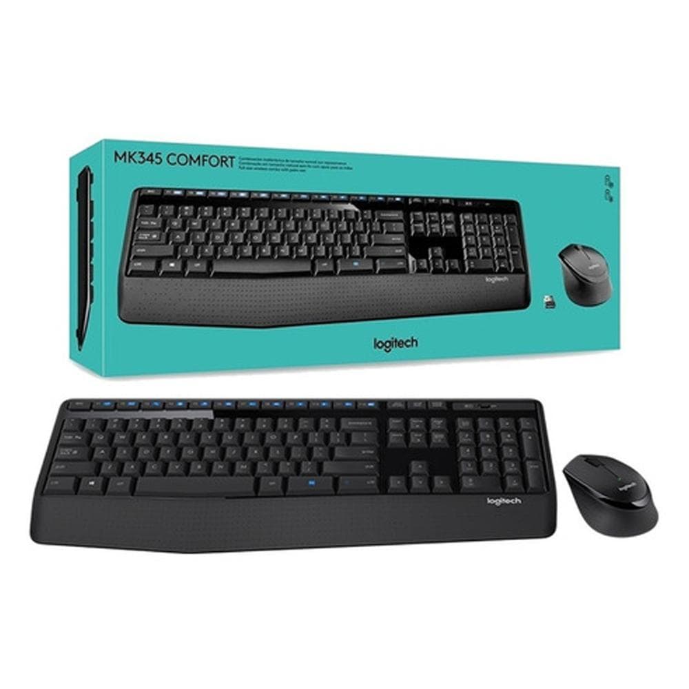 TECLADO E MOUSE LOGITECH MK345 SEM FIO CONEXÃO USB APOIO PARA AS MÃOS USB LAYOUT ABNT2