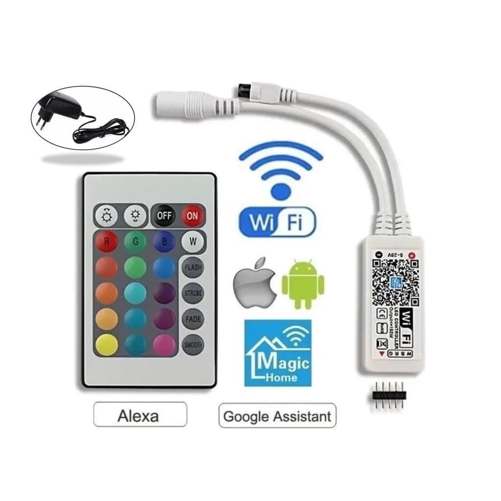 Controlador Wifi Android Ios Led Rgb Google Alexa + FONTE 2A
