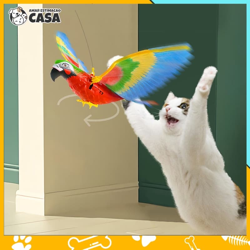 Brinquedos que simulam papagaios/águias, brinquedos interativos para pendurar em gatinhos e cachorrinhos