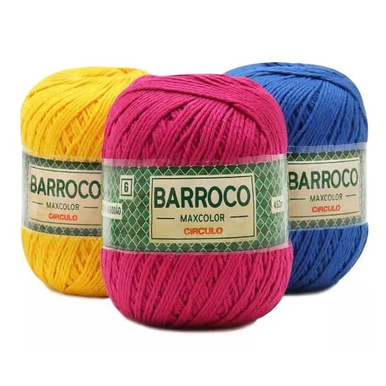 Kit 6 Novelos Barbante Barroco Maxcolor Fio 4 200g - Linha para Crochê, Tricô, Amigurumi e Artesanato