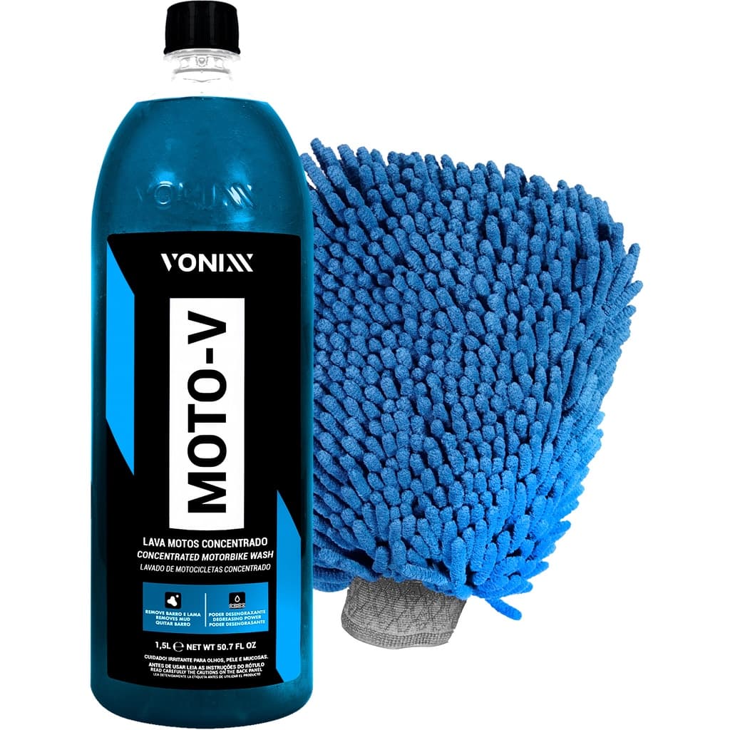 Lava Motos Moto-V Vonixx 1,5L + Luva Microfibra Karbox Para Lavar Moto Carros