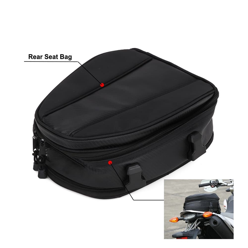  JFG RACING Bolsa de Assento Traseiro para Motocicleta Impermeável Bolsa de Viagem para Capacete com Cinto e Refletor