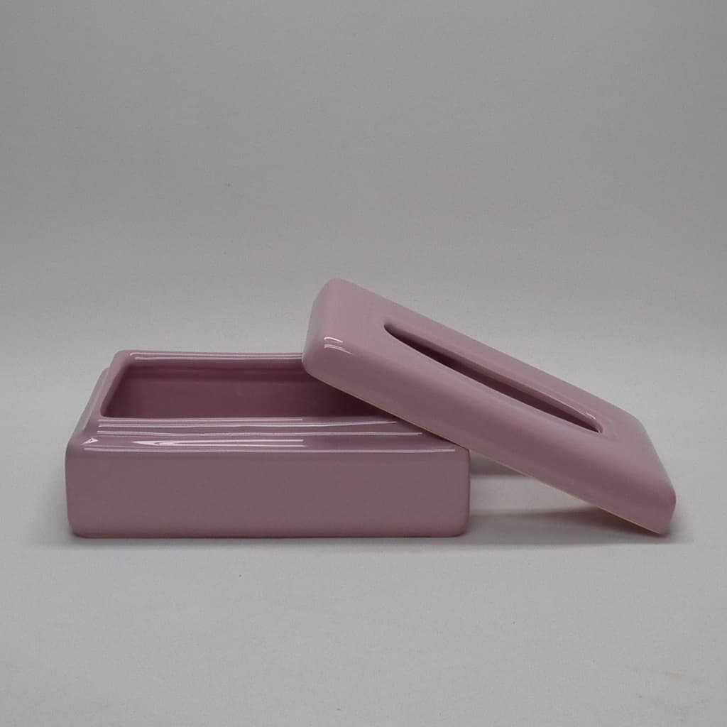 Caixa Porta Lenço Umedecido Porcelana para Kit Higiene Bebê ou Banheiro Cor Rosa Bebe