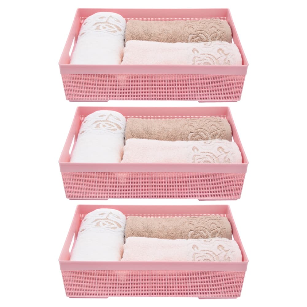 Kit 3 Cesta Organizador Multiuso Quarto Banheiro Lavanderia Média 5,2 Litros