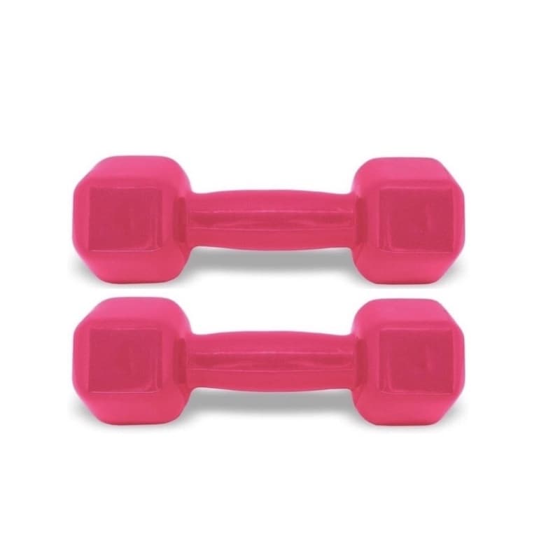 PAR DE HALTERES 2kg SEXTAVADO Rosa (2 UNIDADES) Peso academia.
