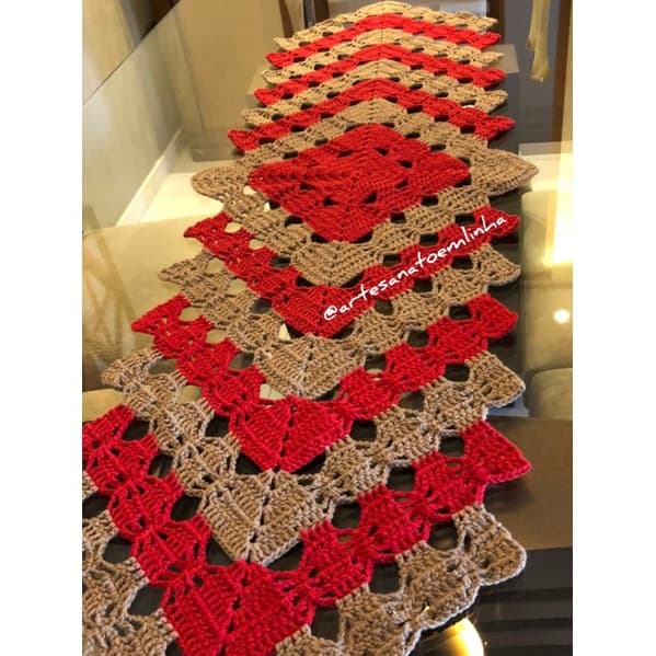 Trilho Caminho de Mesa Crochê Feito a mão Barbante Produto artesanal croche coisas diferentes para casa Centro