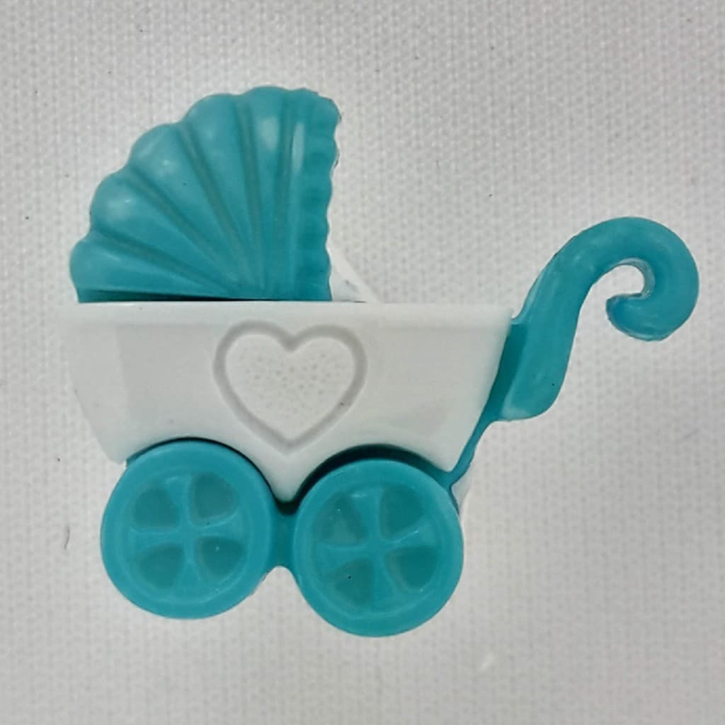 BOTÃO INFANTIL CARRINHO DE BEBÊ AZUL PACOTE COM 12 UNIDADES - BOTÃO DECORATIVO
