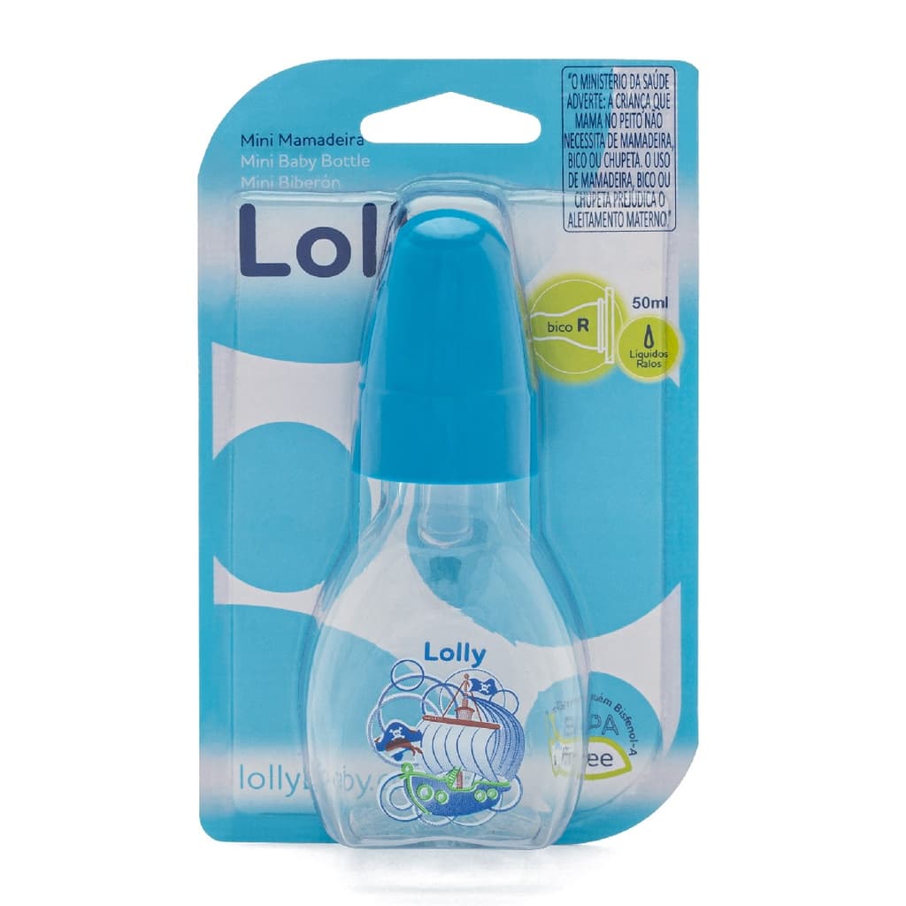 Mini Mamadeira Tip 50 ml R Azul Lolly
