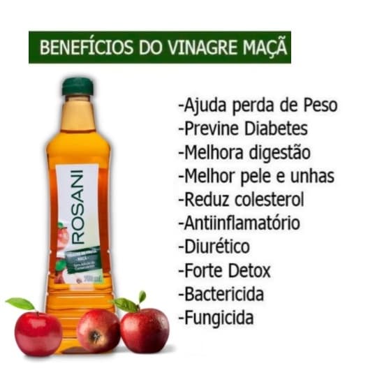 Vinagre De Maçã 500 ml Natural Rosani Sem Conservantes Livre de transgênicos