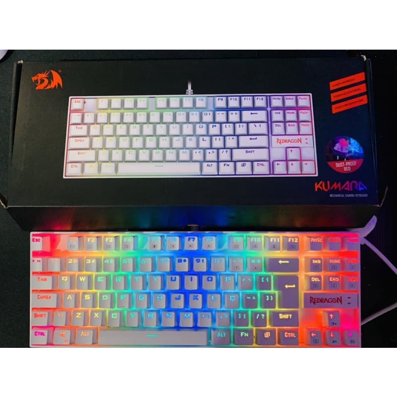 Teclado Mecânico Redragon Kumara Lunar White RGB - Brown (NOVO)