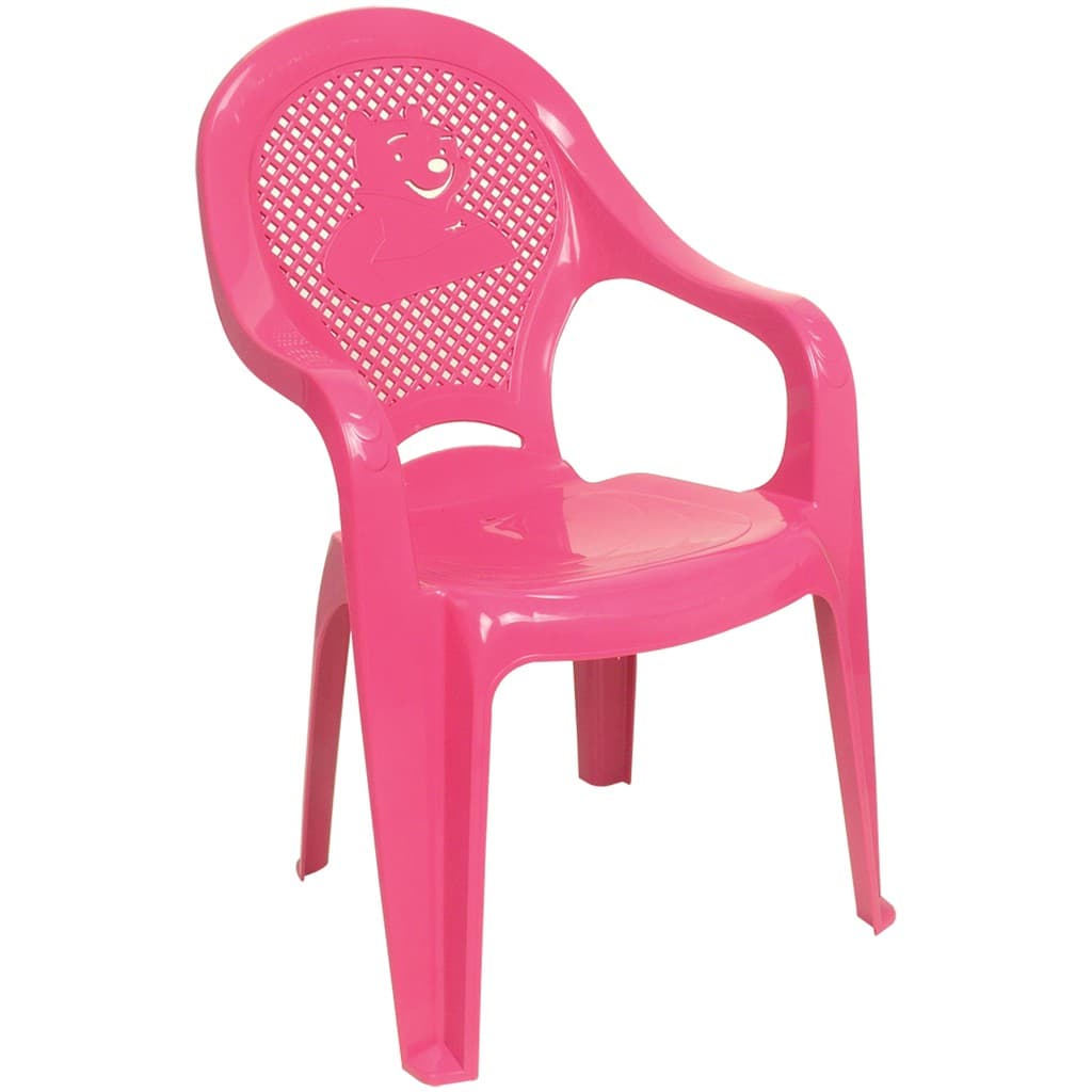 Cadeira de Criança Rosa ou Azul Infantil Plastico com Detalhes Suporta até 45kg Antares com Encosto e Braço