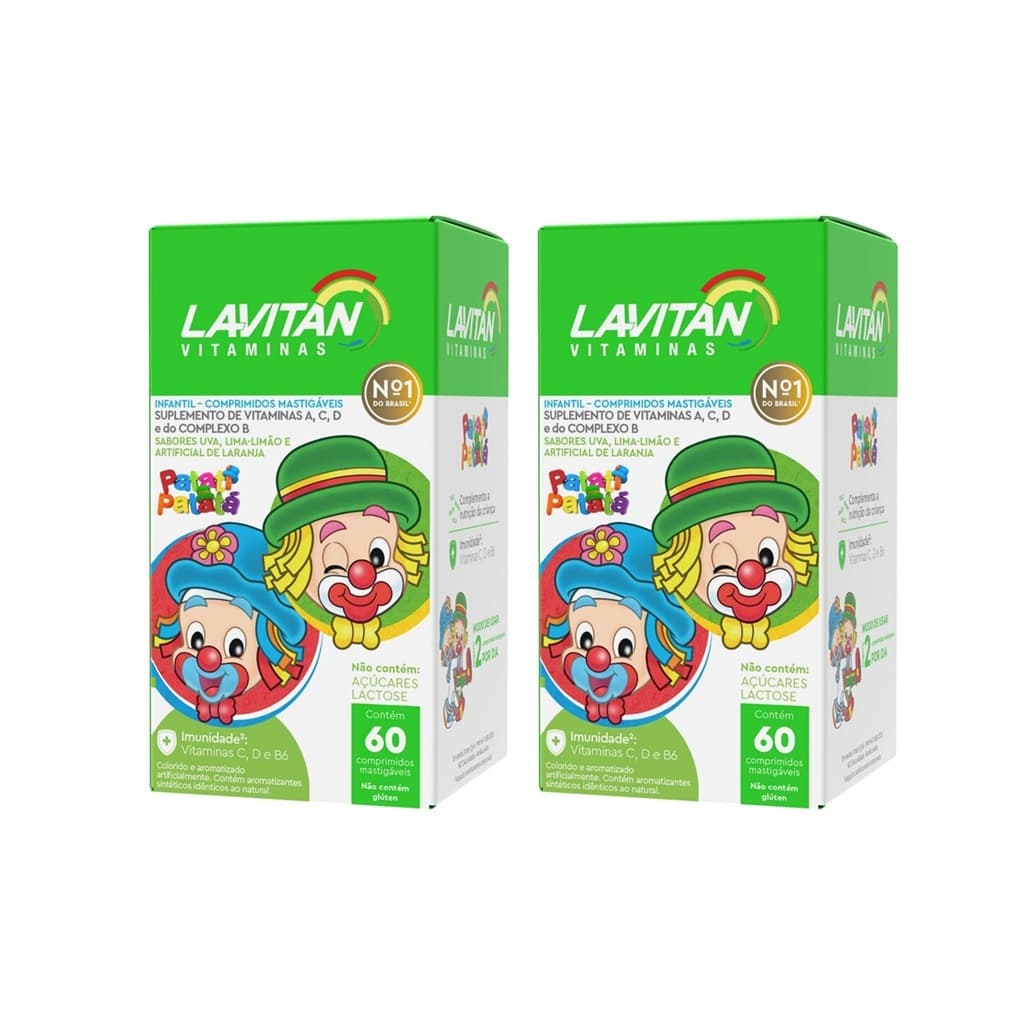 KIT 2 Lavitan Kids 120 Comprimidos Mastigaveis Sortidos