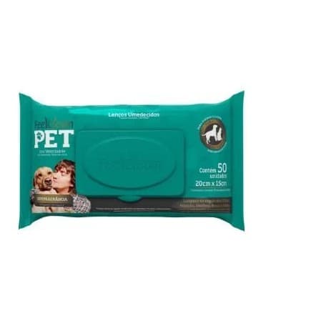 Lenço Umedecido FEELCLEAN Pet com 50 Unidades - Uso Veterinário