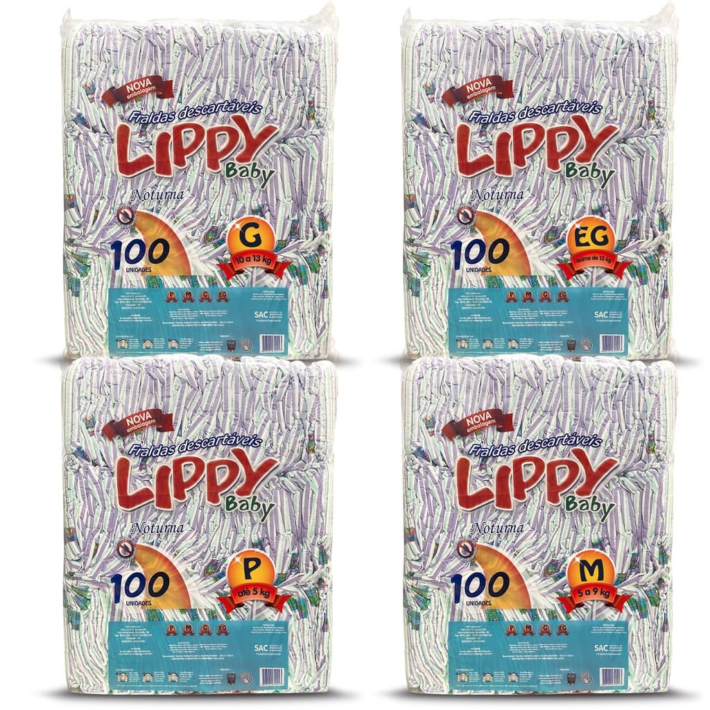 Fralda Infantil Lippy NOTURNA C/100 UN P-EG