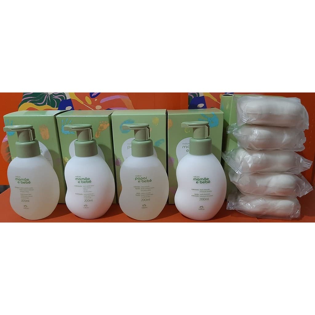 Kit Mamãe Bebe  Hidratante + Shampoo + Condicionador +sabonete liquido + Cx Sabonete Em Barra 100 Gr
