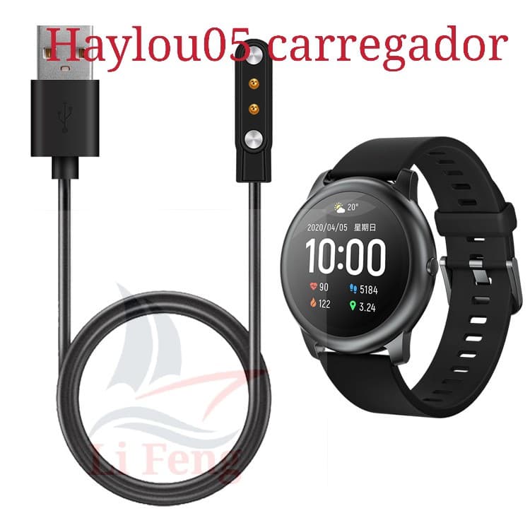 Carregador USB para Haylou Solar LS05 Smartwatch – Rápido e Seguro