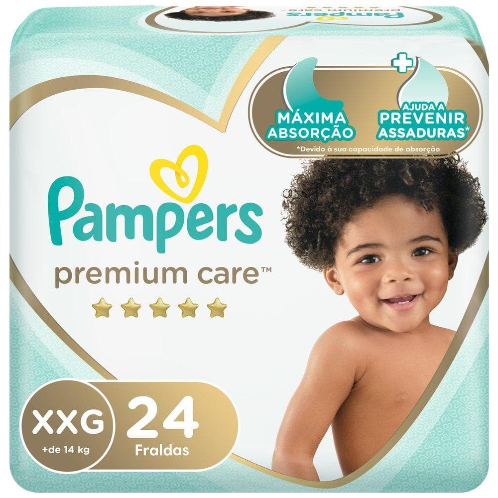 Fralda Pampers Premium Care Nova Mega Tamanho XXG 24 Unidades 