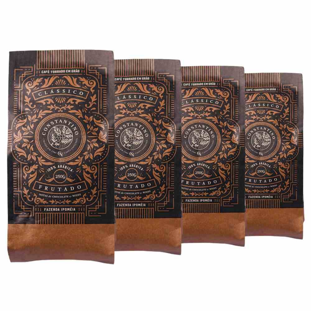 4 Pacotes de 250g, Cafe em Grao, Constantino