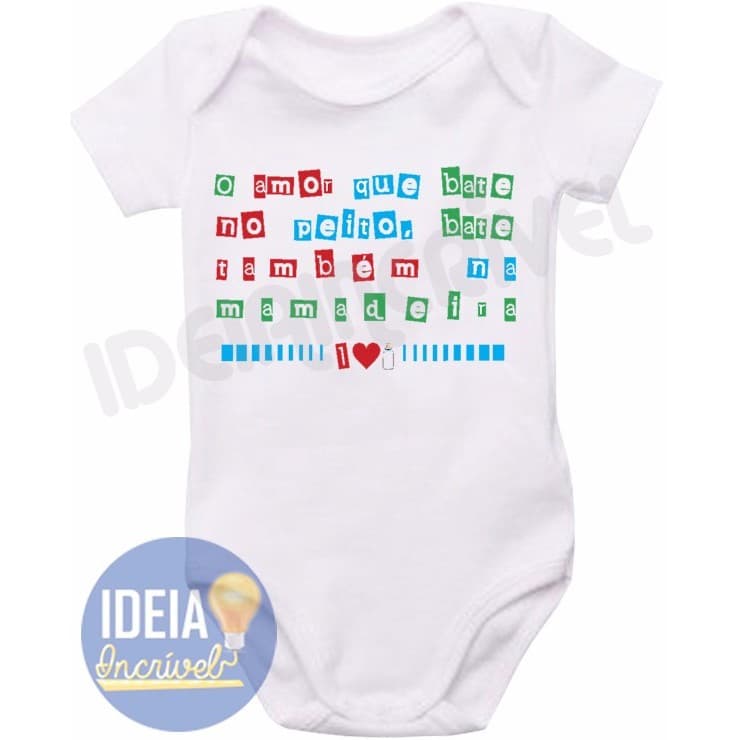 Roupa Body Bebê bebe infantil Frase Mamadeira