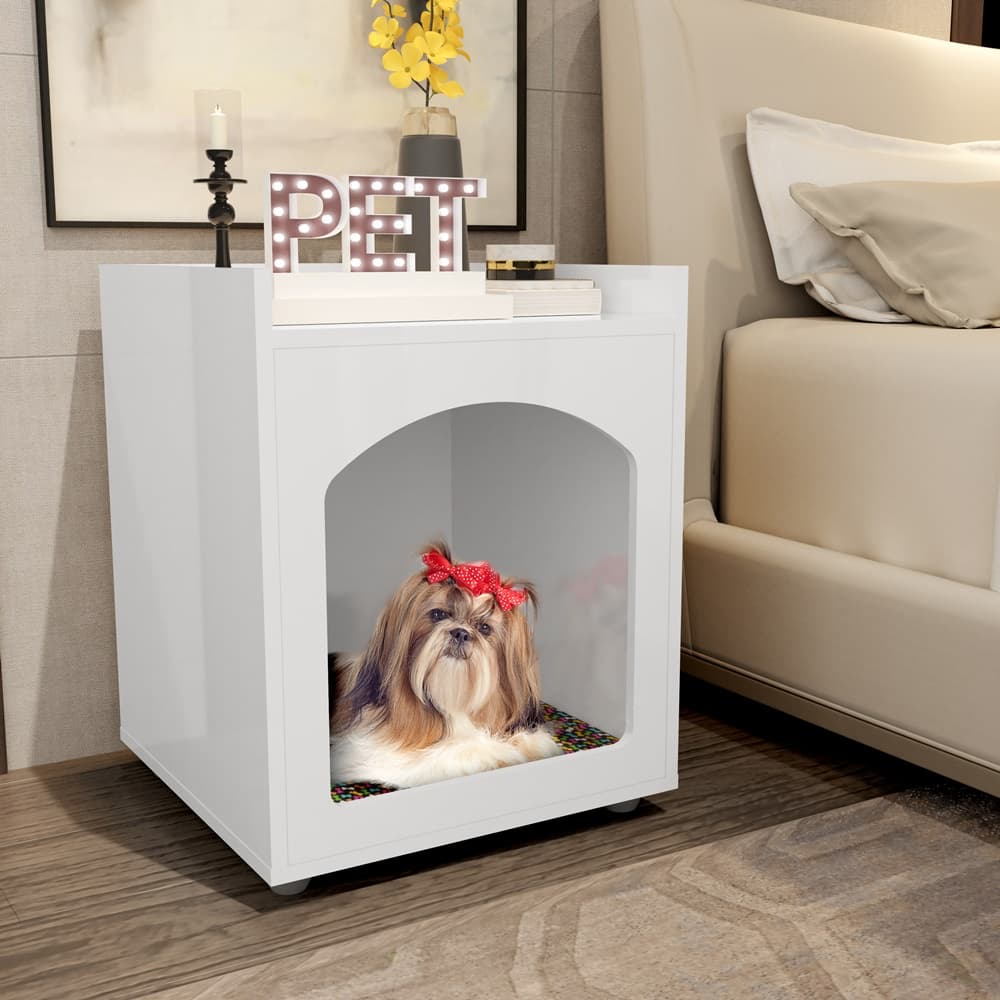 Mesa De Cabeceira Pet, Casinha De Cachorro/Gato, Cor: Branca