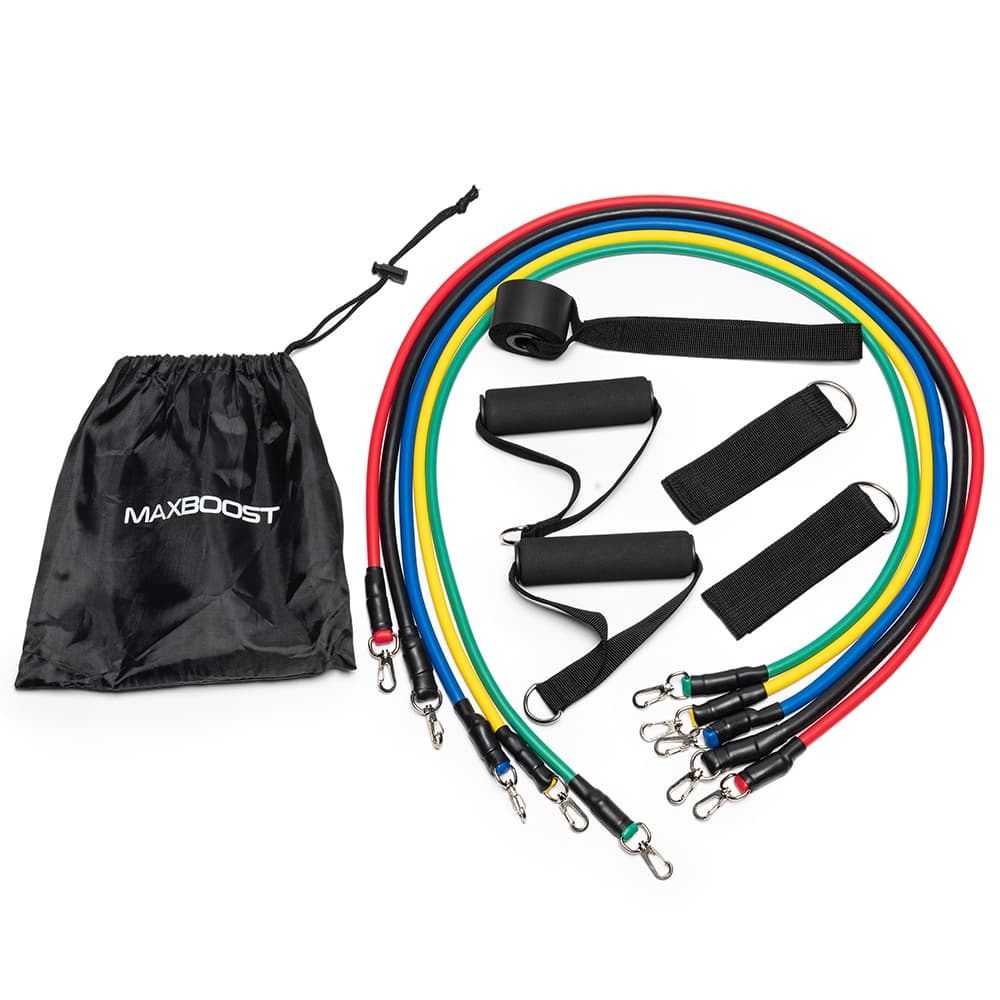 Kit Elástico Treino Exercícios Malhar Musculação Casa Academia Crossfit Alongamento Maxboost