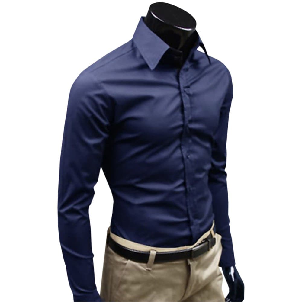Camisa Social Masculina Manga Longa - Slim Fit Casual Lisa Camiseta para Homens