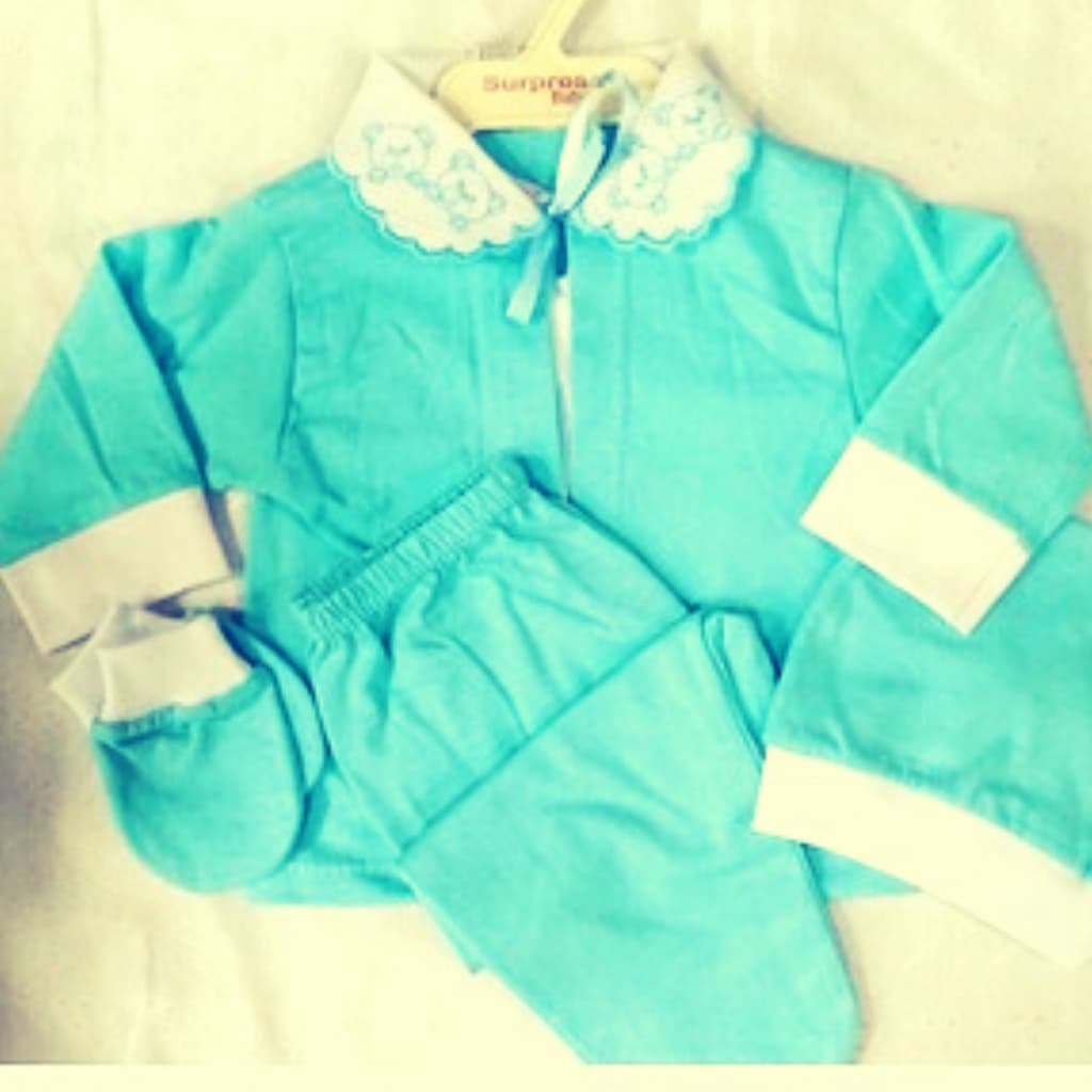 pagão bordado 5 peças algodão para bebe menino e menina em oferta azul bebe e rosa bebe.