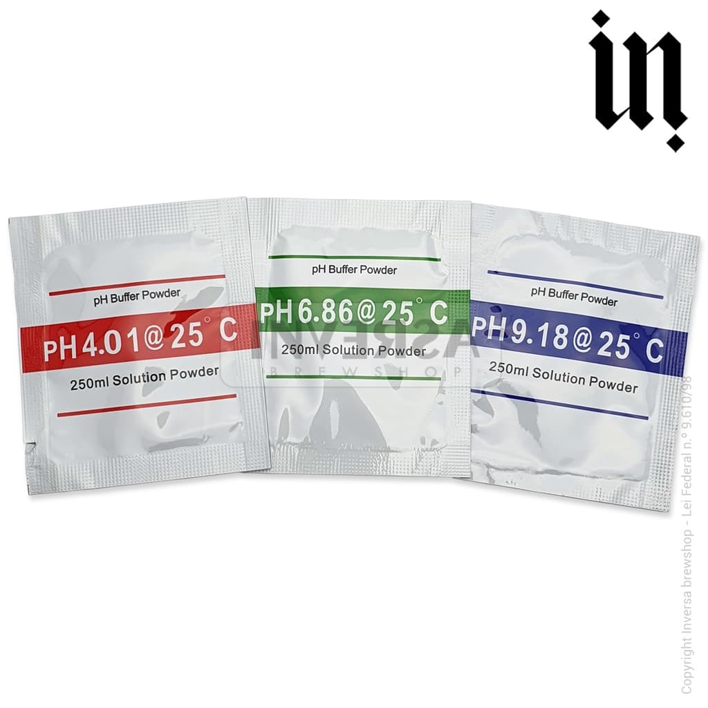 Kit 3 Sachês Solução Para Calibração Medidor Digital de PH - 4.01 - 6.86 - 9.18