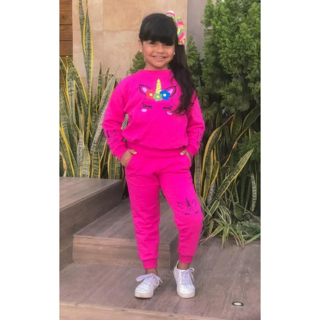 Conjunto de Moletom Infantil Moletom Flanelado Conjunto de Inverno Infantil Unicórnio