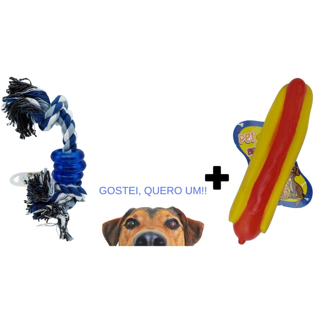 Conjunto Brinquedo De Corda com Osso + Salsicha de Borracha com Apito, para Cachorro PET - acessorio pra brincar, Brinquedos cachorros, Dog, Caes e animais se divertir muito