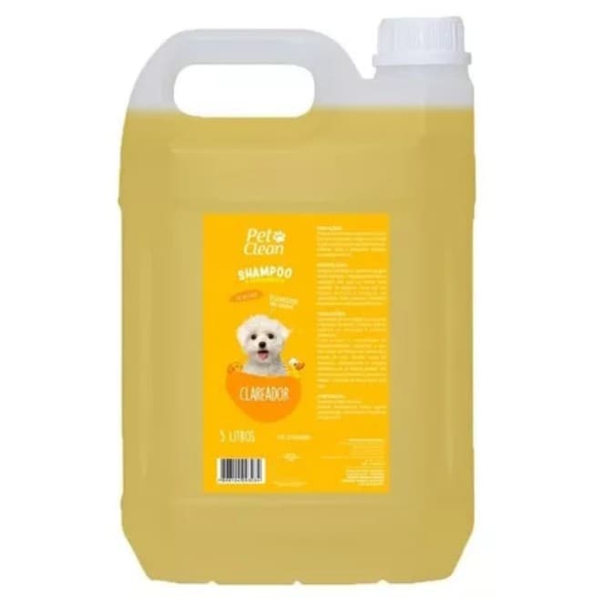Shampoo Clareador Pet Clean de 5 litros PROMOÇÃO - Shampoo Para Cães e Gatos - Banho e Tosa