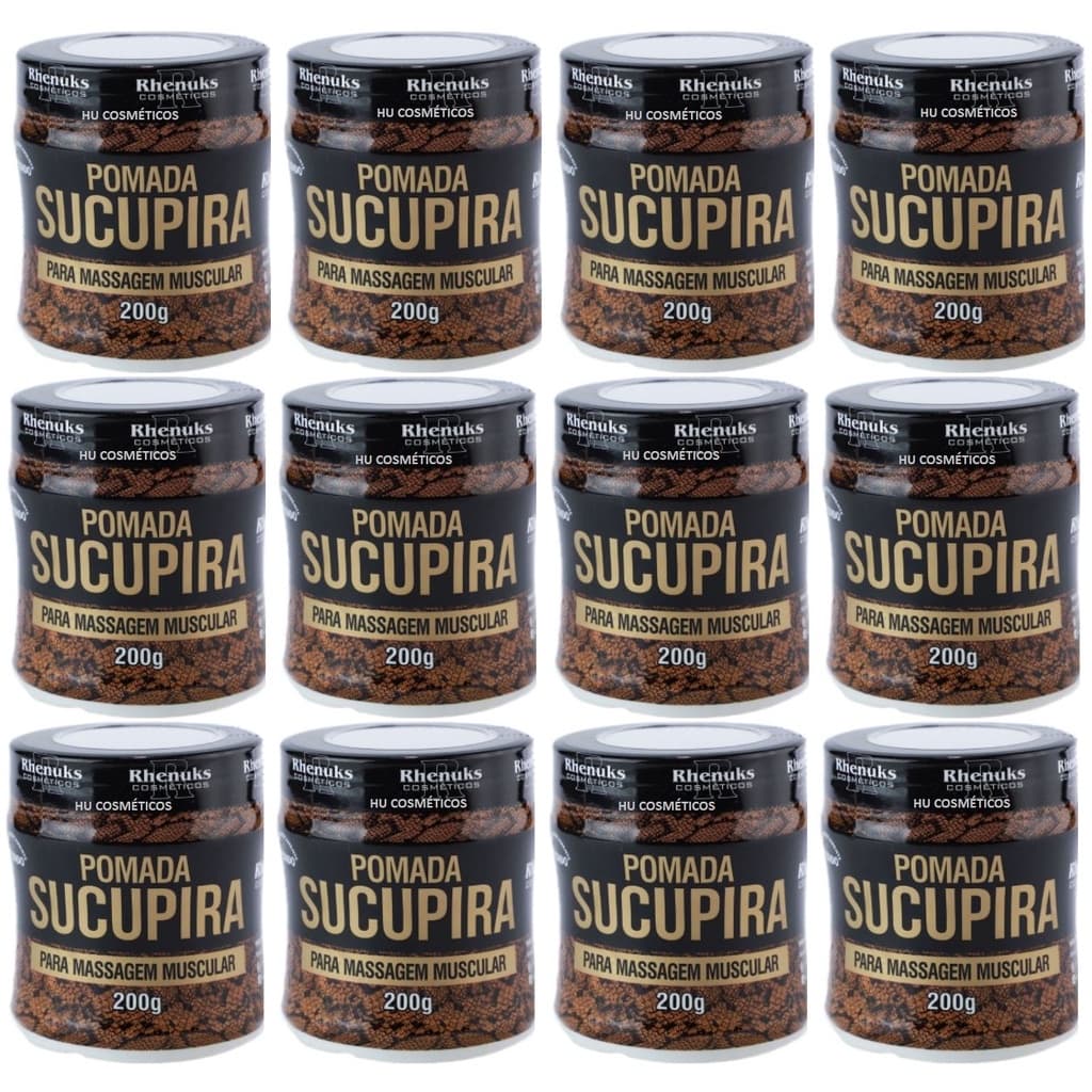 Kit 12un Pomada para Massagem Muscular Sucupira  200g - Rhenuks