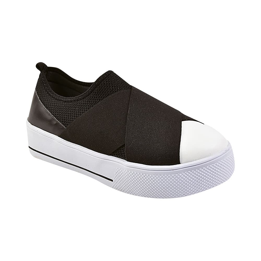 Tênis feminino casual, calce fácil elástico cruzado calçado leve e confortável cores preto / lavanda e rosa com pink barbie lançamento