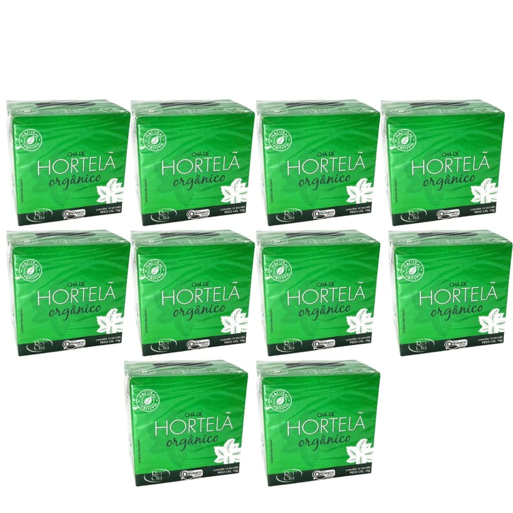 Hortelã Chá Orgânico Kit 10cx (100 Sachês) Campo Verde