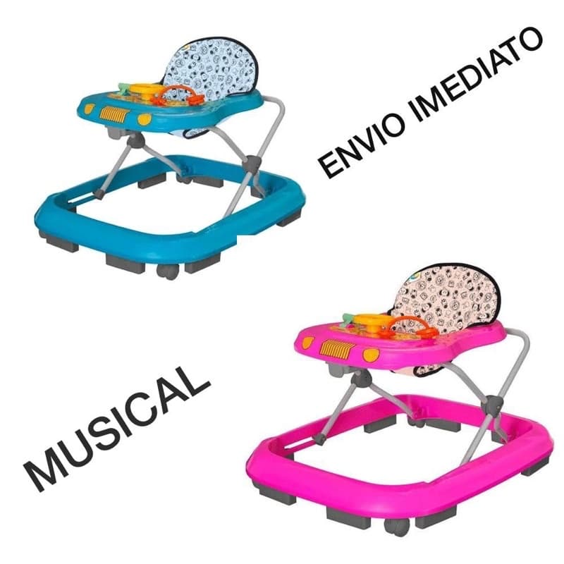 Andador para Bebê Infantil Musical Tutti Baby - Azul ou Rosa