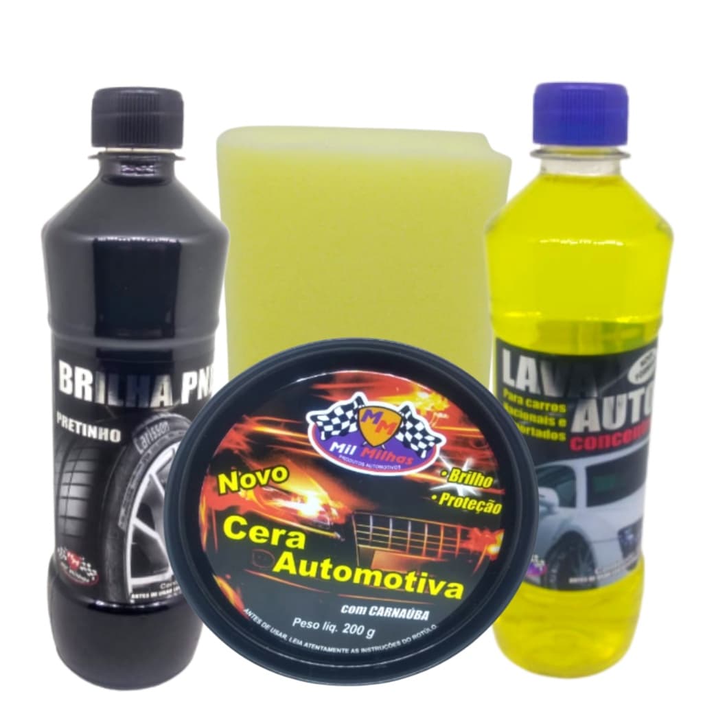 Kit Limpeza Automotiva Lava Carros Motos - Mil Milhas