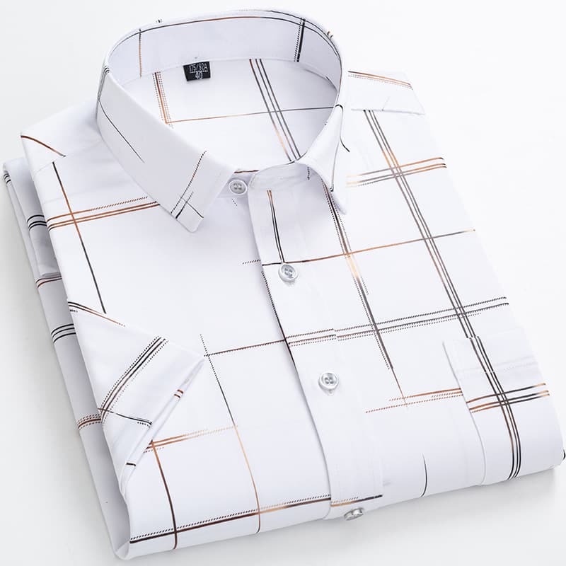 Verão Casual Manga Curta Branca Sem Engomar Camisa Masculina Social Slim Fit Camisas De Homem