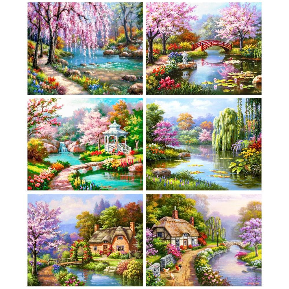 RUOPOTY 5d Pintura Com Diamante Cenário Natural Quadrado Completo/Furadeira Redonda Bordado Decoração De Sala De Estar Pinturas Decorativas Arte