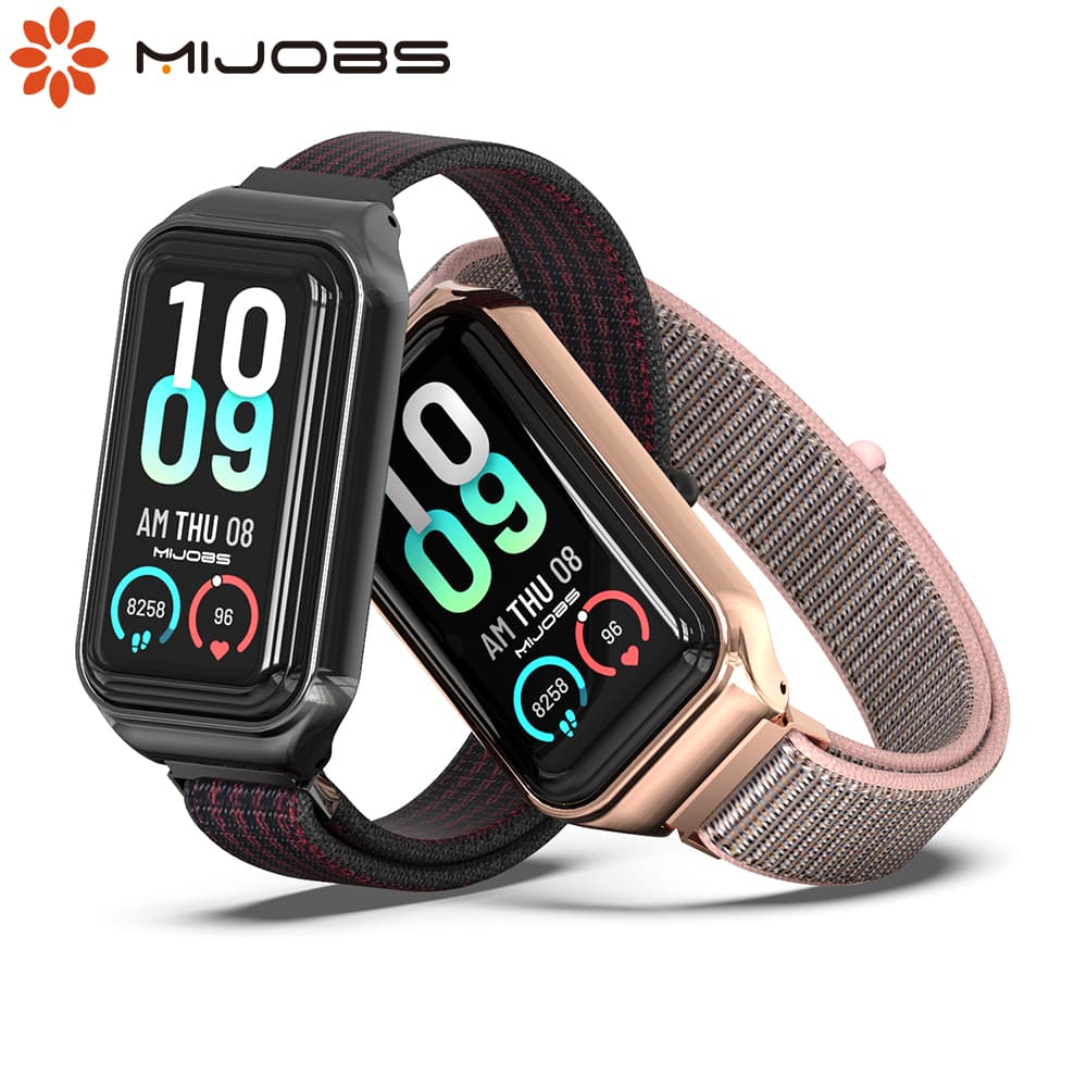 MIJOBS Pulseira De Nylon Para Amazfit Band 7 Esportivo Acessórios De Smartwatch Relógio Inteligente