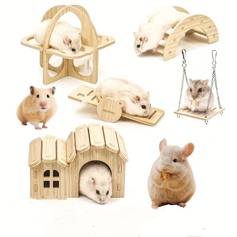 Hamster House Wooden Hideout Climbing Nest Habitat Nest Decoration