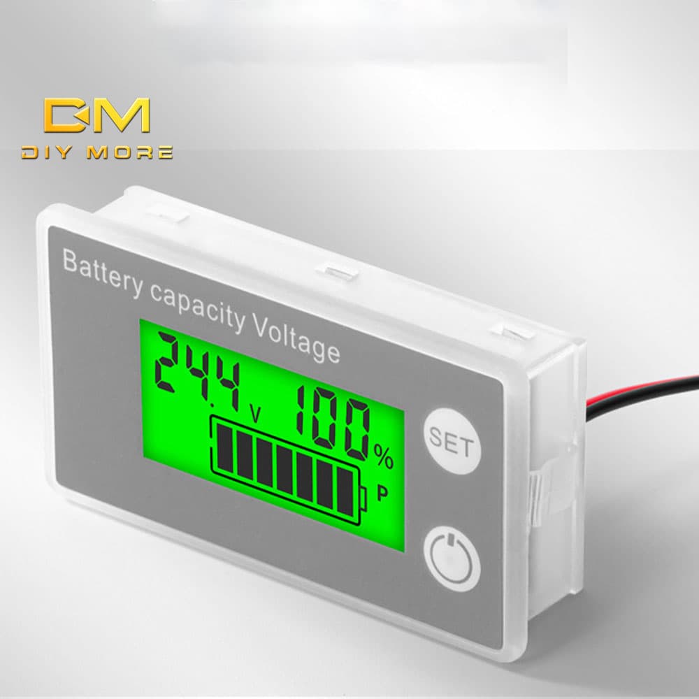 DIYMORE 6133A DC8-100V Medidor De Energia digital , Bateria De Chumbo-Ácido De Lítio LCD display De Dois Fios Voltímetro Translúcido