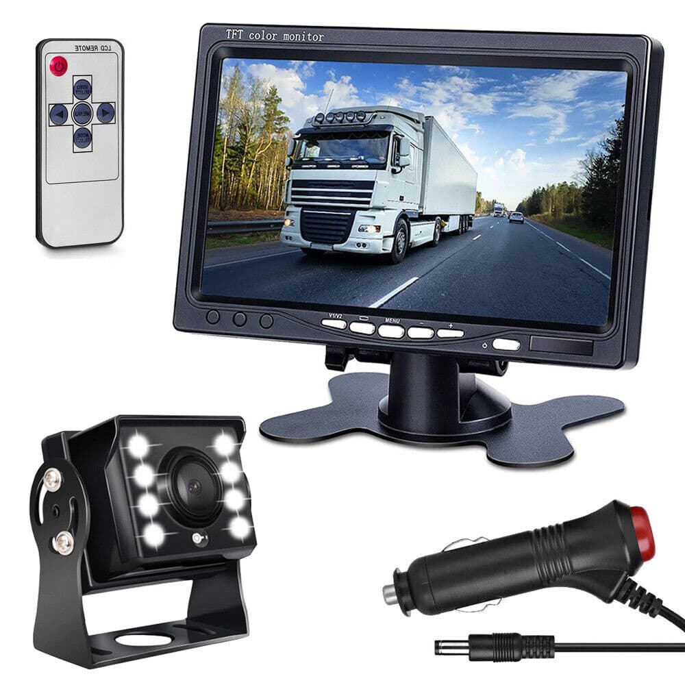 Câmera De Visão Traseira Do Carro Para Estacionamento De Caminhão 7 " HD Monitor Reboque 9-36V LED À Prova Dwaterproof Á