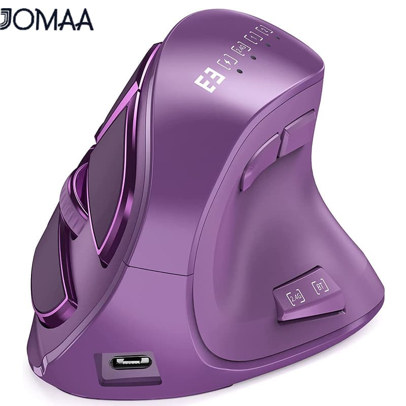 Jomaa Bluetooth + USB Mouse Vertical Sem Fio Recarregável Ratos Ergonômicos Para Computador Portátil Macbook Slient Clic