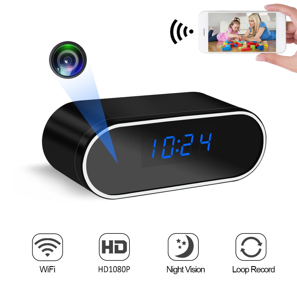 Mini Relógio De Câmera Full HD 1080P Controle Sem Fio Wifi IR Visão Noturna DVR De Vídeo Monitor De Vigilância Doméstica