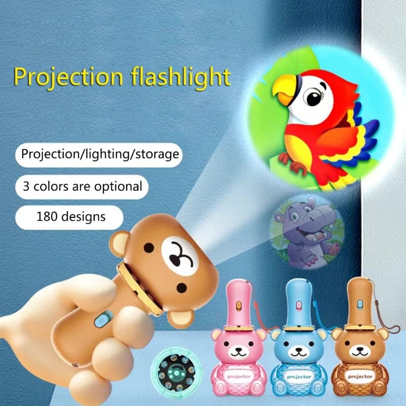 Urso Lanterna De Projeção Infantil Com 24 Imagens De Animais Engraçados/brinquedos educativos/brinquedo educativo 2 anos