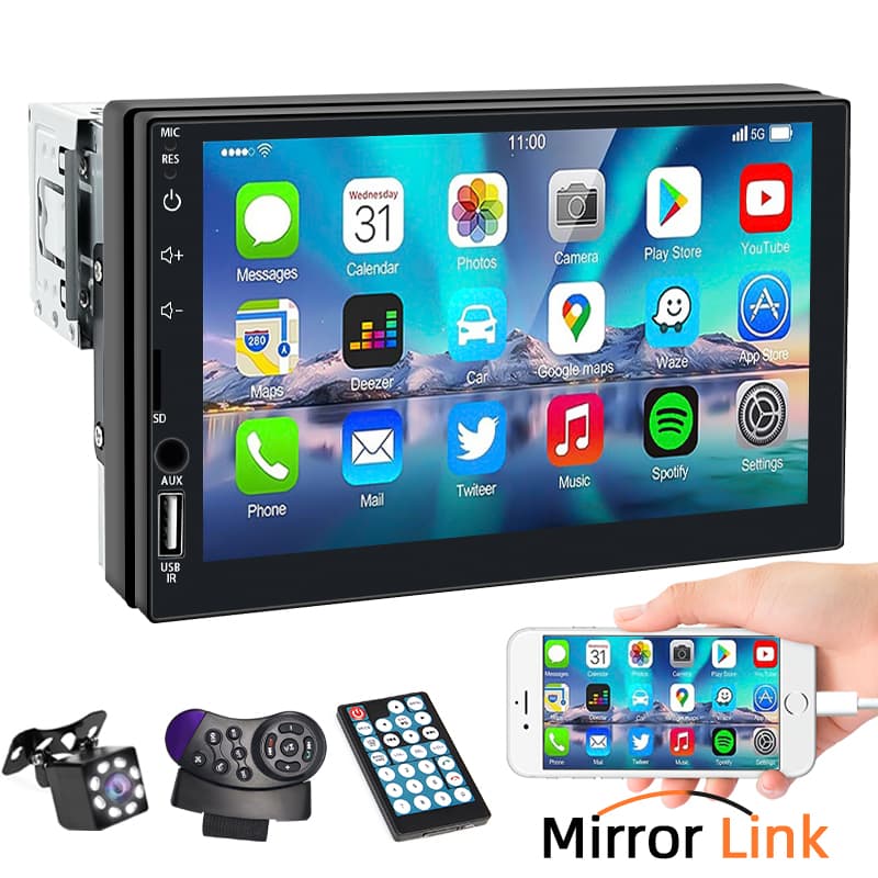 Rádio Do Carro Estéreo MP5 Player 1 Din Tela De Toque Bluetooth Espelho Link USB FM Com Câmera Traseira