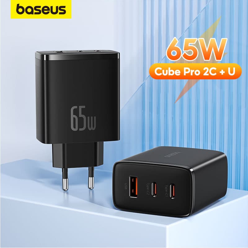 Carregador Rápido Baseus 65W GaN5 2C + U PD3.0 PPS Suporte Carga Rápida 4.0 3.0 Para iPhone 15 14 Pro Max Huawei Macbook