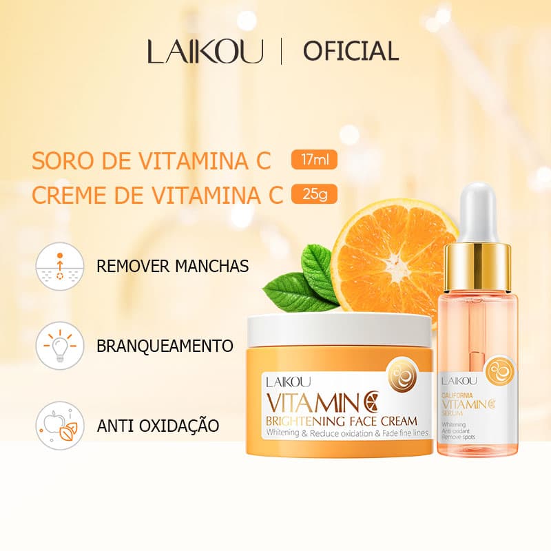Laikou Creme Essência De Vitamina C Para Remover Manchas Escuras / Antioxidante / Cuidados Com A Pele 2pçs